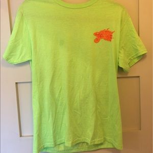 neon green, red and orange fire noodle T-shirt